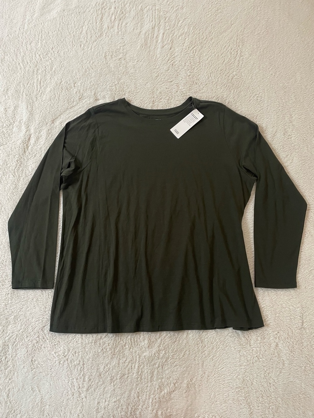 Eileen Fisher Organic Cotton Round Neck Long Sleeve Tee in Woodland Size 1X - Picture 2 of 6